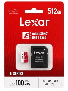 Lexar E-Series Plus 512 Micro SDXC UHS-1 Memory Card A-1 U3 V30 100 MB/s
